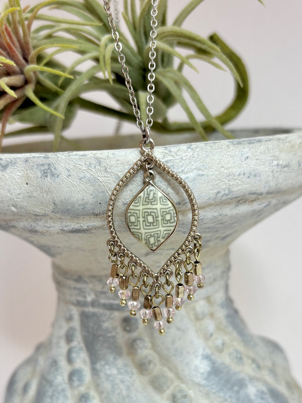 Beautiful Bohemian REVERSIBLE Jilzarah Fringed Pendant Necklace